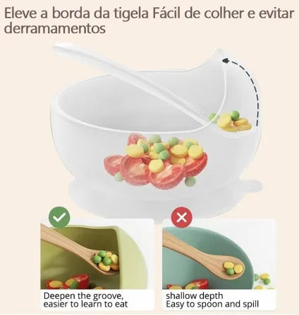 Conjunto Kit de Alimentação para Bebês de Silicone 8 Peças - Prato, Babador, Copo, Tigela e Talheres