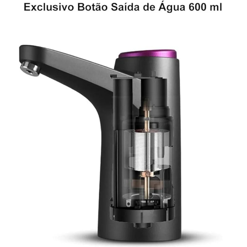 Dispensador Elétrico de Água Portátil com Carregamento USB e Mangueira Extensível para Garrafas de 5 Galões