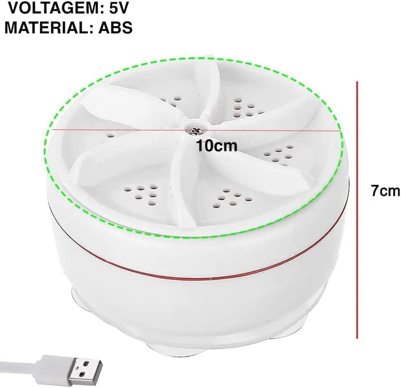 Mini Máquina de Lavar Portátil Ultrassônica com Conexão USB - Ideal para Roupas, Panos e Toalhas