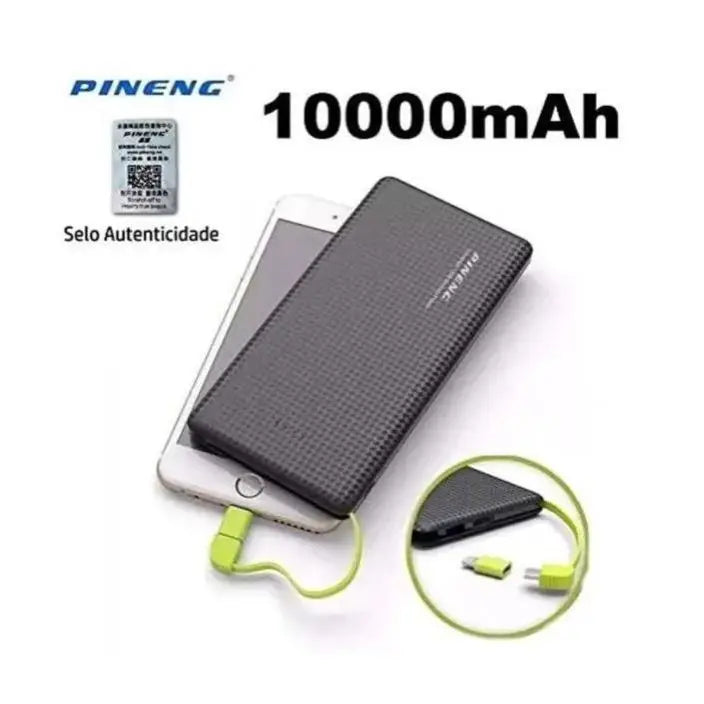 Carregador Portátil Pineng Power Bank 10.000mAh para iPhone e V8