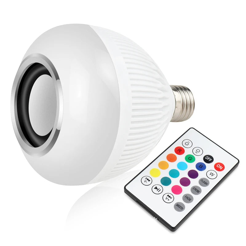 Lâmpada Bluetooth LED com Caixa de Som 12W com Controle Remoto