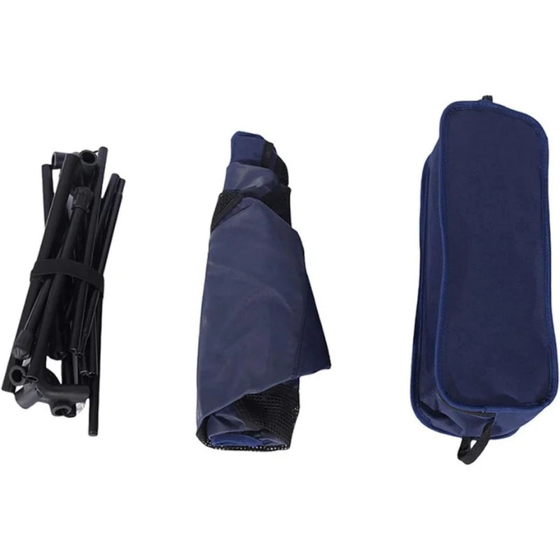 Cadeira dobrável portátil para acampamento pano oxford com bolsa para armazenamento e camping nas cores preto ou azul