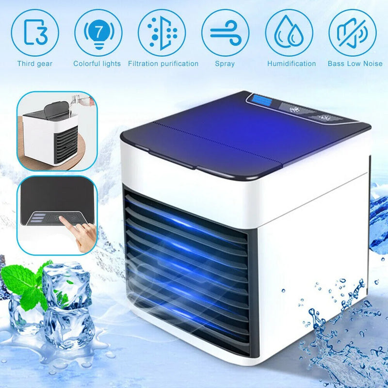 DAFUSHOP Mini Ar Condicionado Portátil Cooler Umidificador Climatizador Luz Led Clima Artic 3 Velocidades Geladeira Pessoal