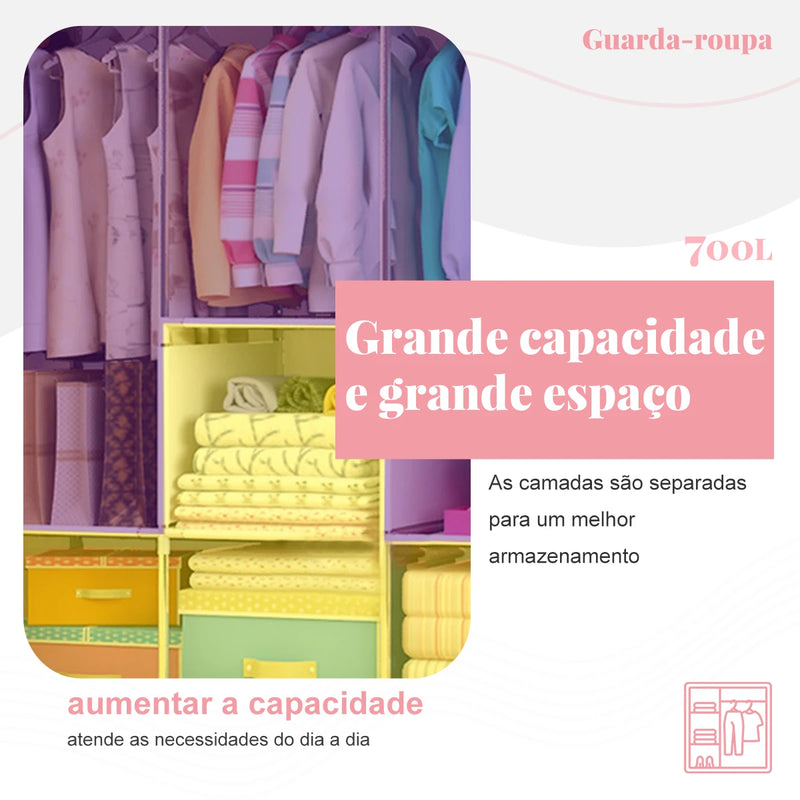 Organizador de roupas dobráveis para guarda-roupa Cor: Rosa