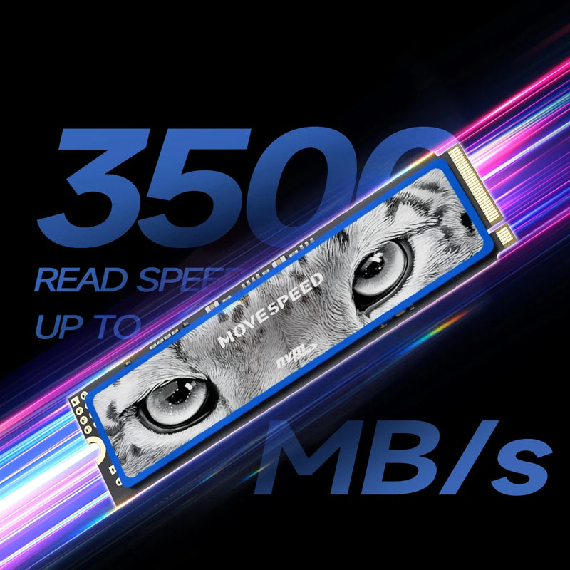 Movespeed SSD NVMe M.2 2280 - 3500 MB/s, 512GB, PCIe 3.0x4 com Cache DRAM - Disco Rígido de Estado Sólido Interno para Laptop