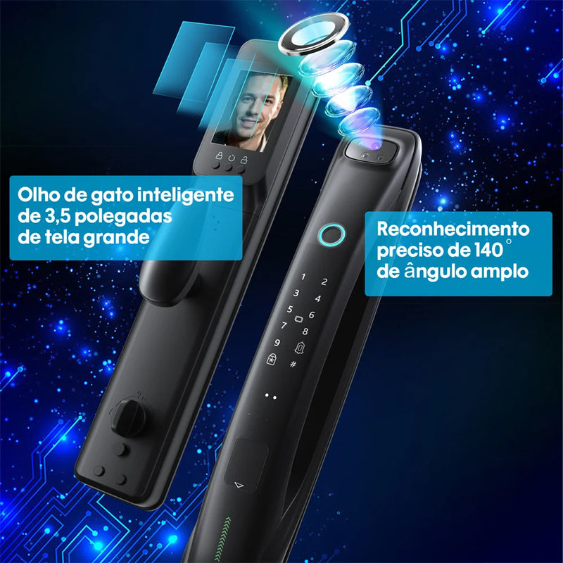 Intelar x3 3d reconhecimento facial desbloquear fechadura de porta digital com câmera senha de impressão digital desbloquear fechadura de porta eletrônica sem chave