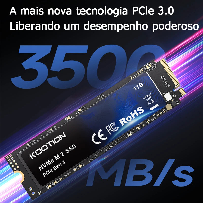 KOOTION X15 M.2 SSD - 256GB/512GB/1TB, NVMe PCIe - Disco Rígido Interno para Laptop e Desktop