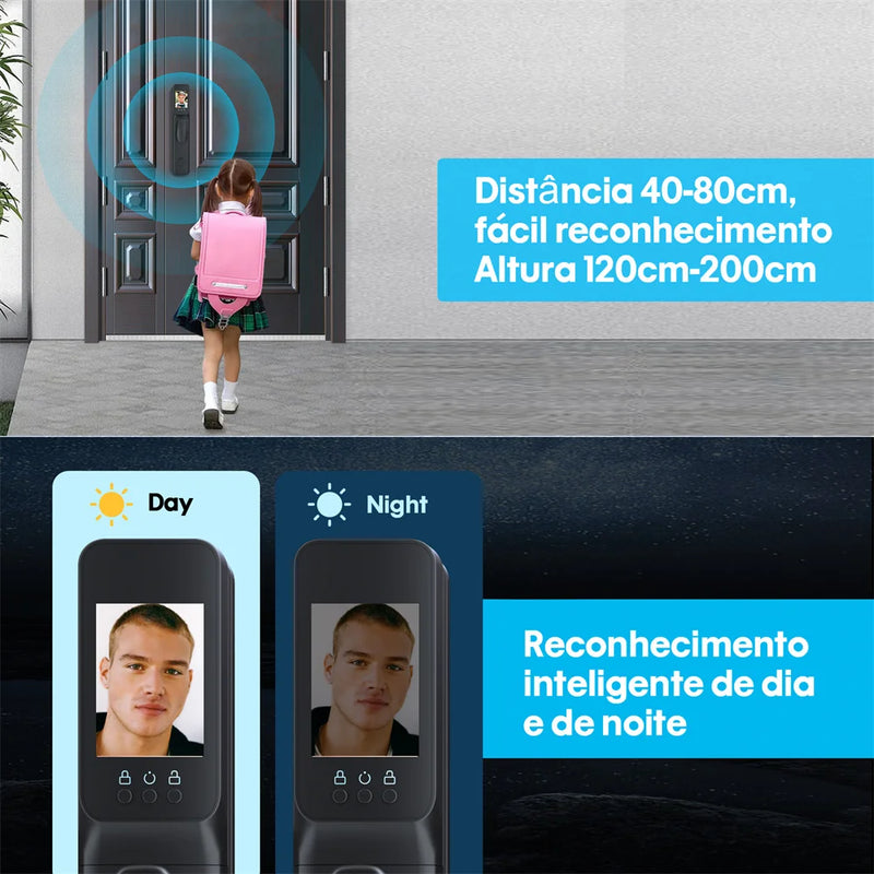 Intelar x3 3d reconhecimento facial desbloquear fechadura de porta digital com câmera senha de impressão digital desbloquear fechadura de porta eletrônica sem chave