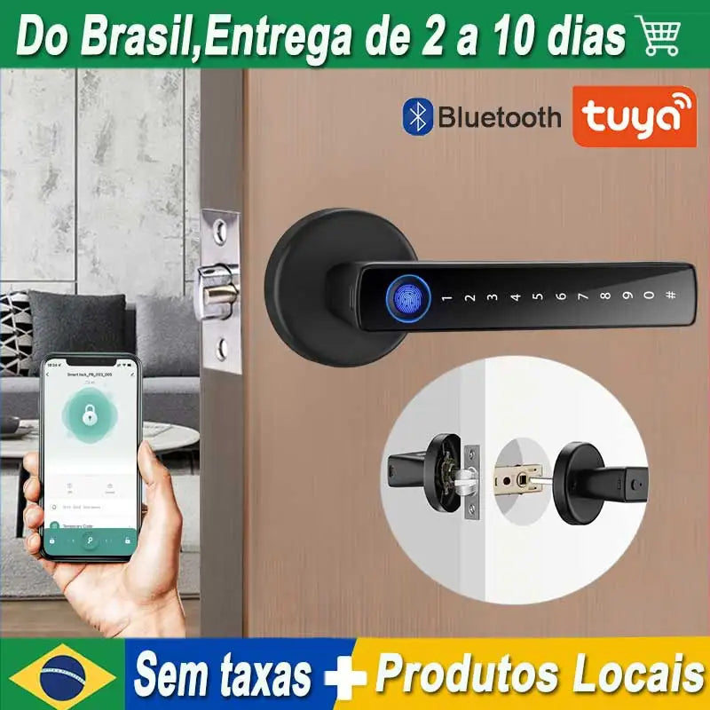 Xsdts maçaneta da fechadura da porta inteligente com cartão chave de impressão digital fechadura da porta do teclado entrada fechadura eletrônica do brasil sem taxas