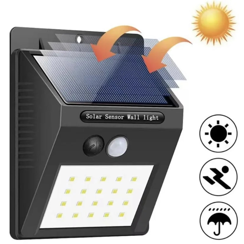 Luminária Solar Led Luz Com Sensor De Presença Automático 20led