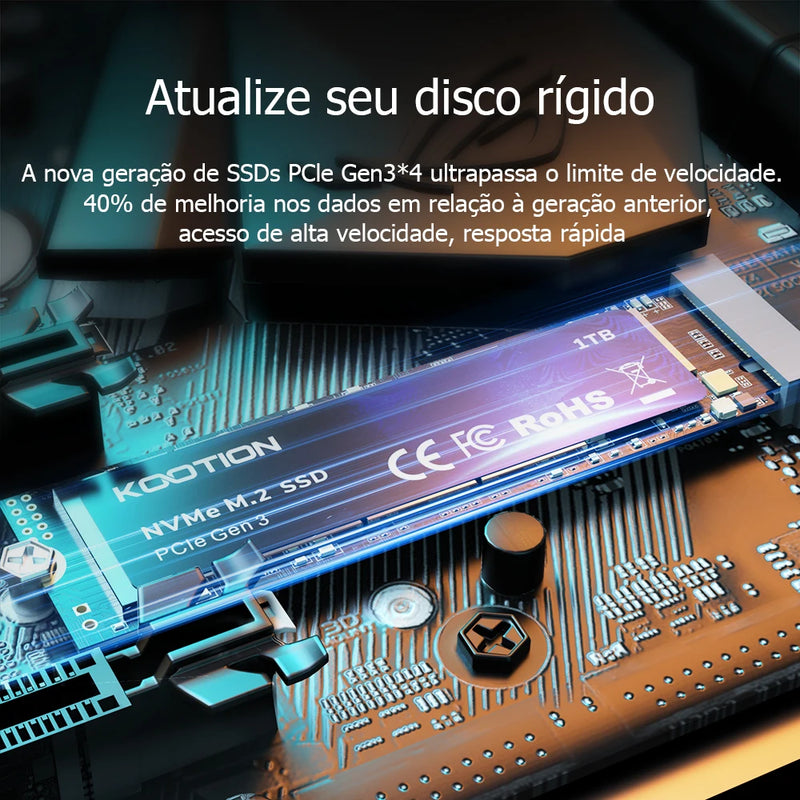 KOOTION X15 M.2 SSD - 256GB/512GB/1TB, NVMe PCIe - Disco Rígido Interno para Laptop e Desktop