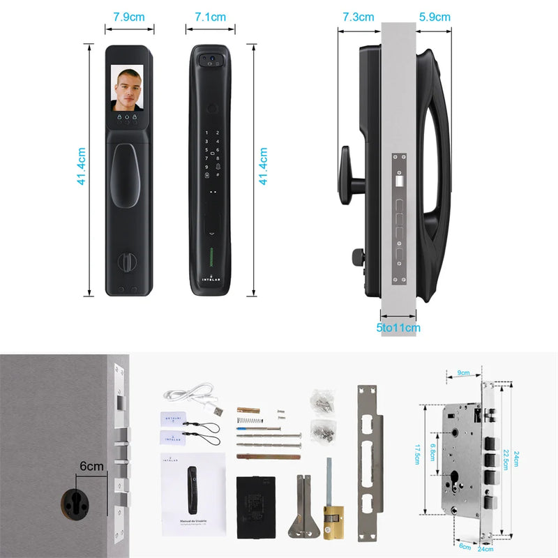 Intelar x3 3d reconhecimento facial desbloquear fechadura de porta digital com câmera senha de impressão digital desbloquear fechadura de porta eletrônica sem chave