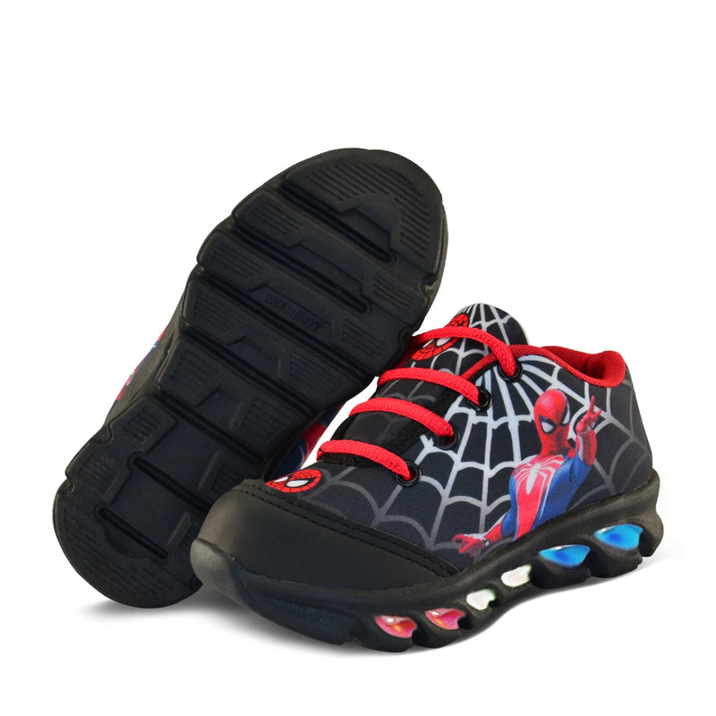 Tênis de LED Infantil Masculino Homem-Aranha com Luzinha + Chinelo – Conjunto Perfeito para Meninos