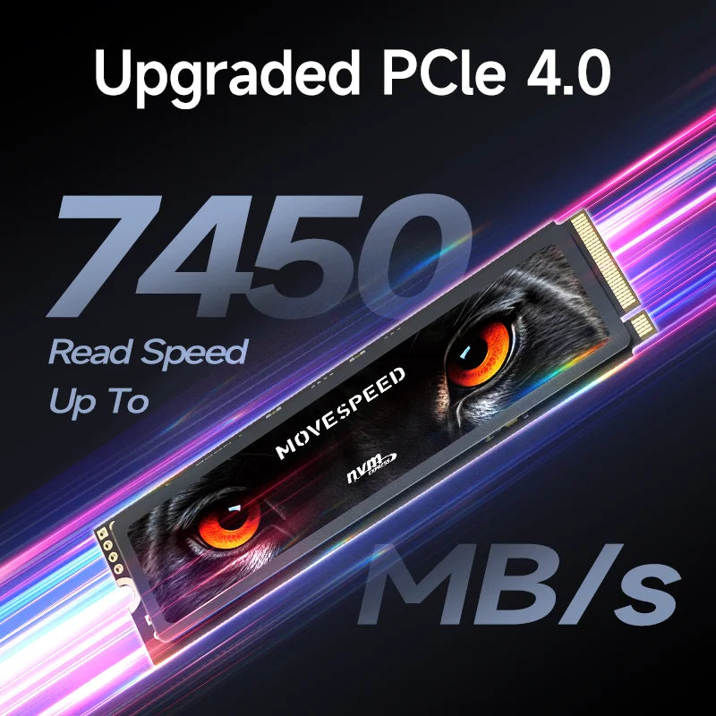 Movespeed SSD NVMe M.2 2280 - 7450 MB/s, PCIe 4.0x4, 1TB/2TB/4TB - Disco Rígido de Estado Sólido Interno para PS5 e Computadores