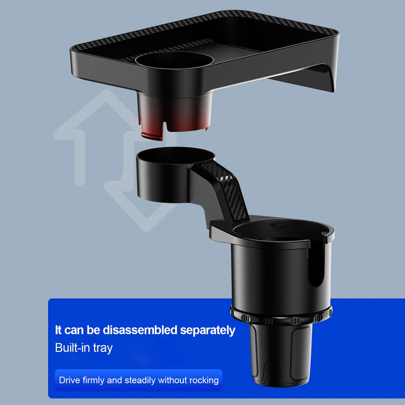 Suporte de copo portátil para carro, bandeja de refeição ajustável, mesa expandida, rotação 360 °, bandeja de comida para carro