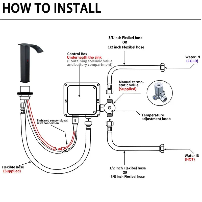 Bakicth preto sensor torneira da bacia do banheiro sensor automático watefall torneira touchless livre toque pia misturador de água quente e fria