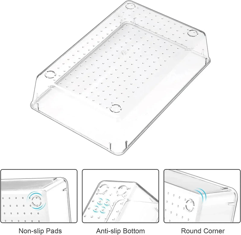 Conjunto de Organizadores de Gaveta em Plástico Transparente – 13 e 25 Peças