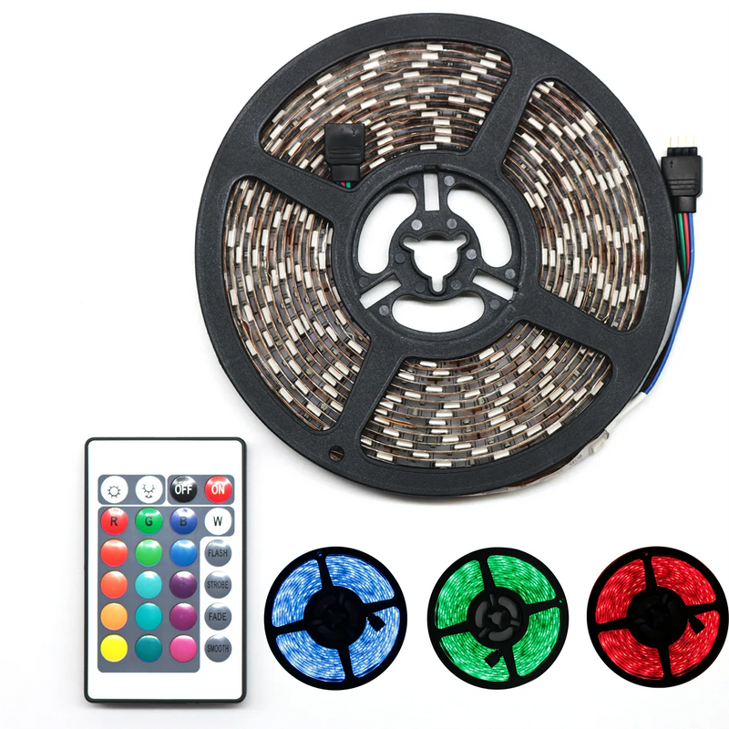 Fita LED RGB 5050 Rolo 5m IP65 + Controle + Fonte 12V Bivolt